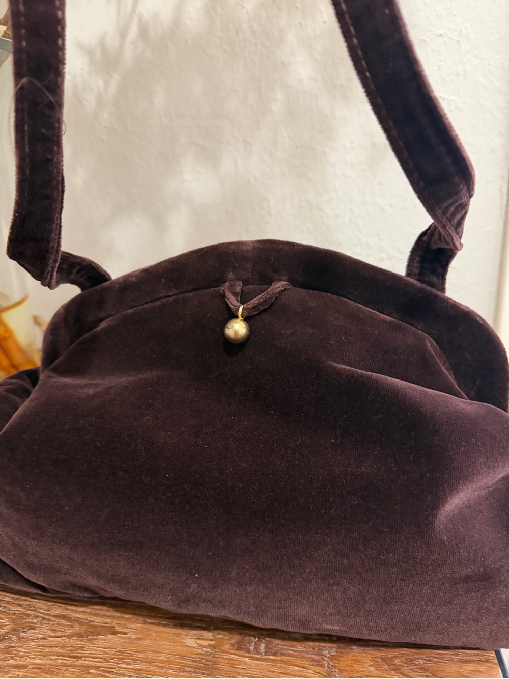 Vintage Carpet bags of America Velvet Shoulder Bag in Dark Brown - Picture 2 of 8